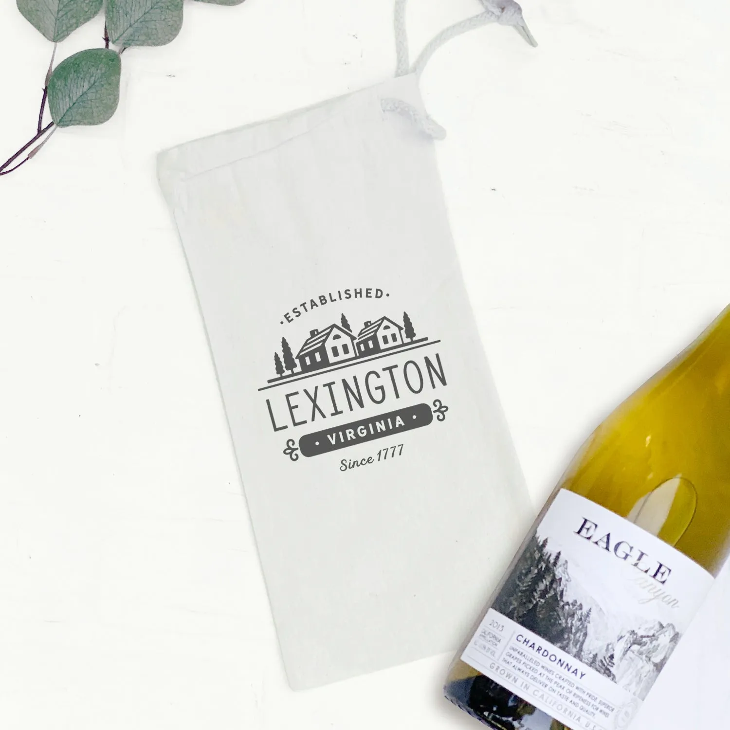 Simple Houses w/ City, State - Canvas Wine Bag