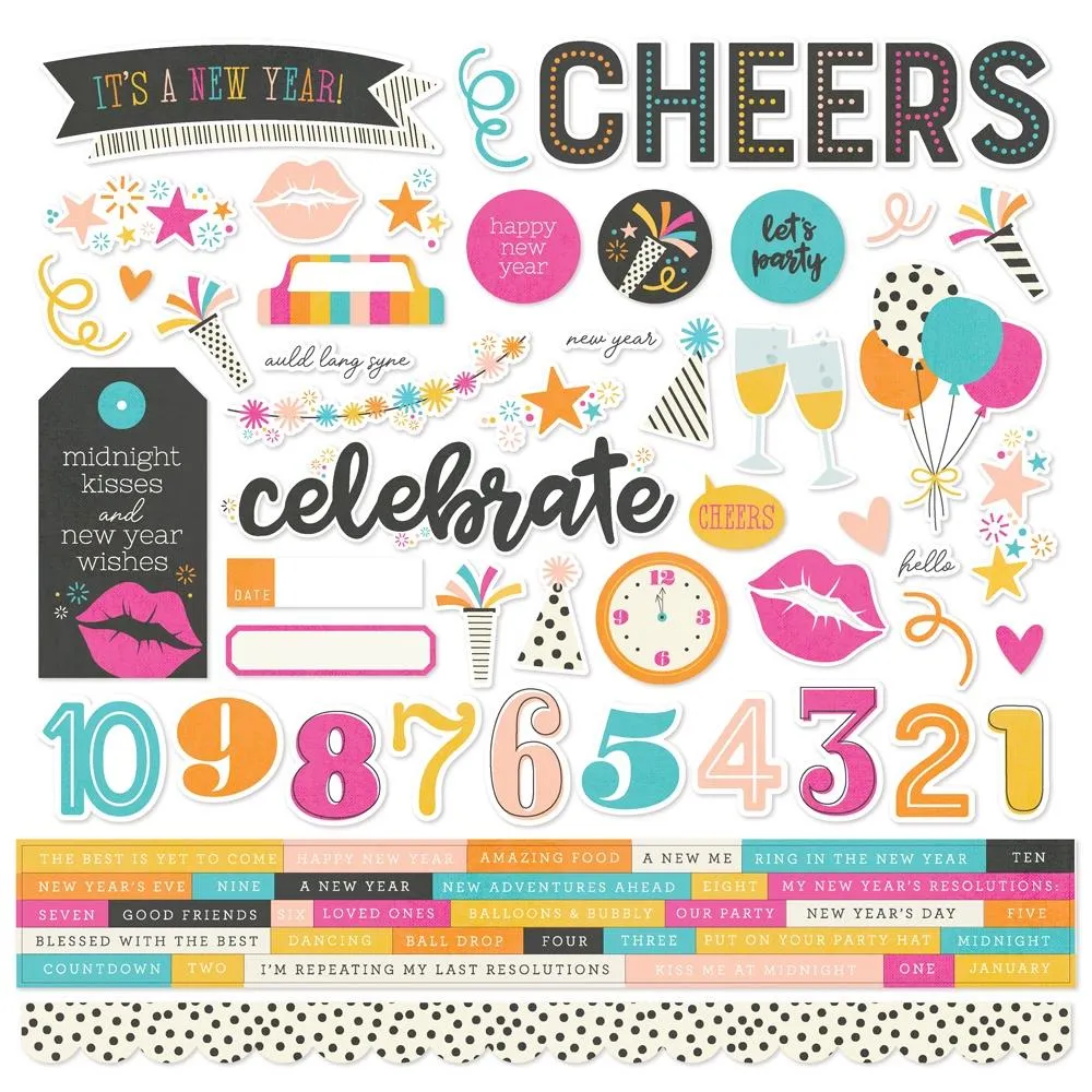 Simple Stories 12x12  Stickers  [Collection] -  Happy New Year