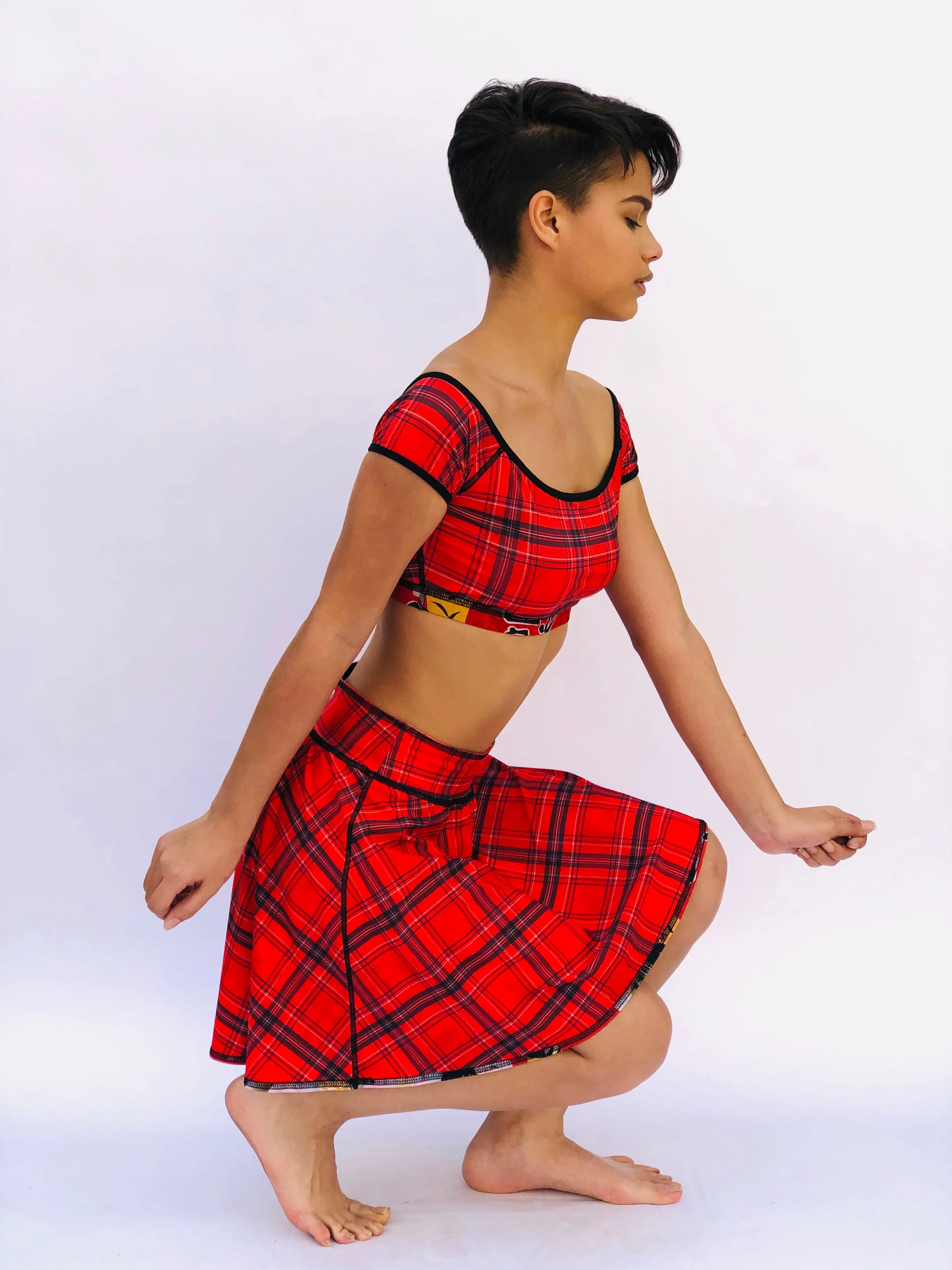 SKIRT/COVERUP RED GEISHA/RED PLAID