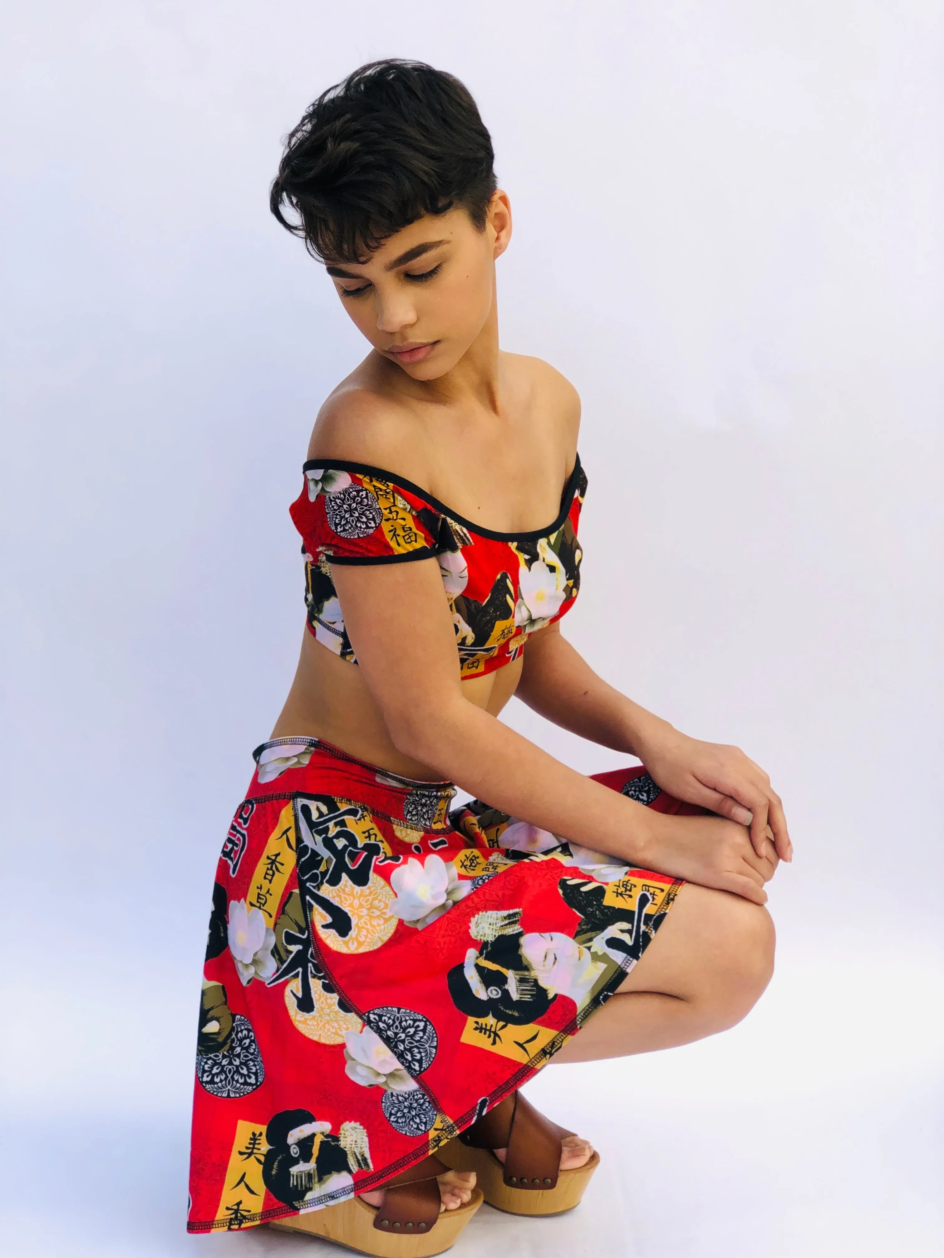 SKIRT/COVERUP RED GEISHA/RED PLAID