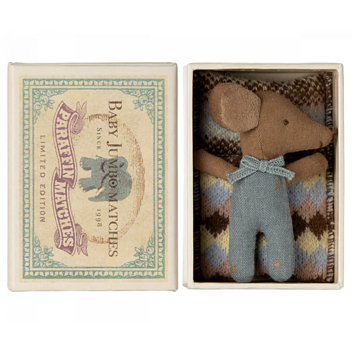 Sleepy Wakey Baby Mouse in Matchbox - Blue