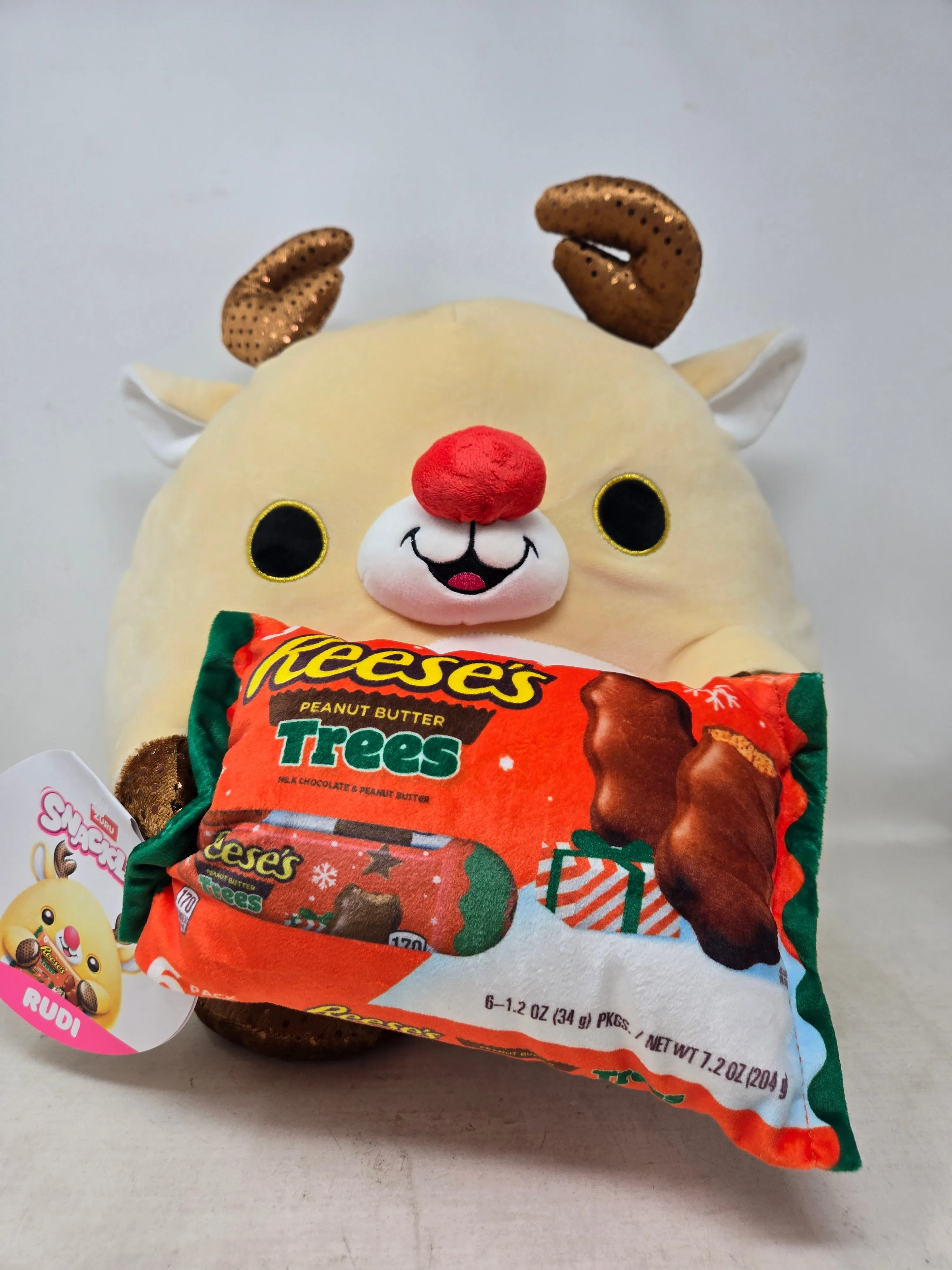 Snackles Christmas Reindeer & Reeses Peanut Butter 14 Inch Plush by ZURU AP43