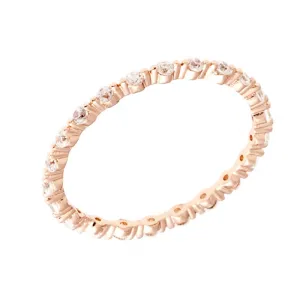 Sole du Soleil Women's 18k Rose Gold Plated CZ Simulated Diamond Stackable Eternity Fashion Ring Size 7