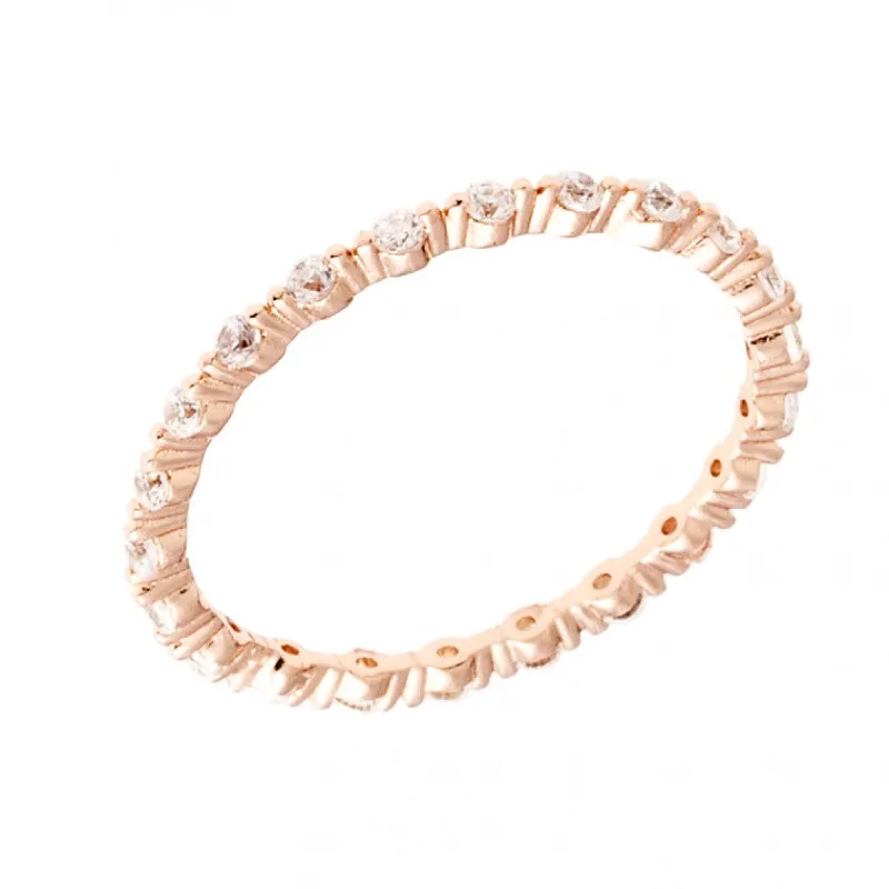 Sole du Soleil Women's 18k Rose Gold Plated CZ Simulated Diamond Stackable Eternity Fashion Ring Size 7