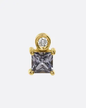 Spinel Square Dot Threadless Earring