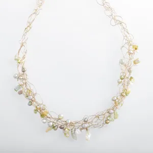 Spun Necklace with Multicolored Freshwater Pearls