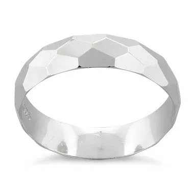 Sterling Silver Diagonal Facet Ring