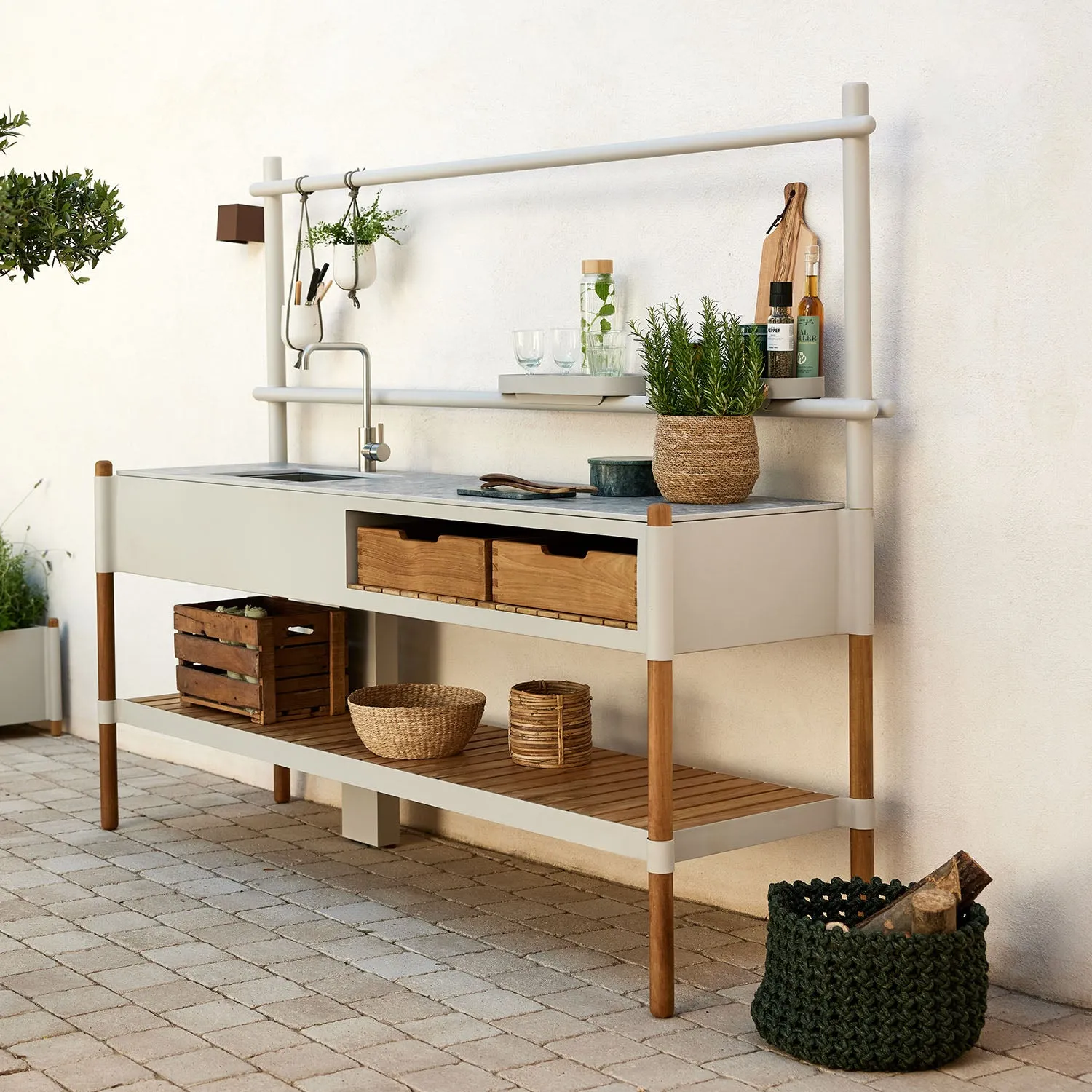 Sticks Kitchen Module with Teak Shelf
