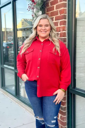 Strawberry Fleece Button Up Shacket *Final Sale*