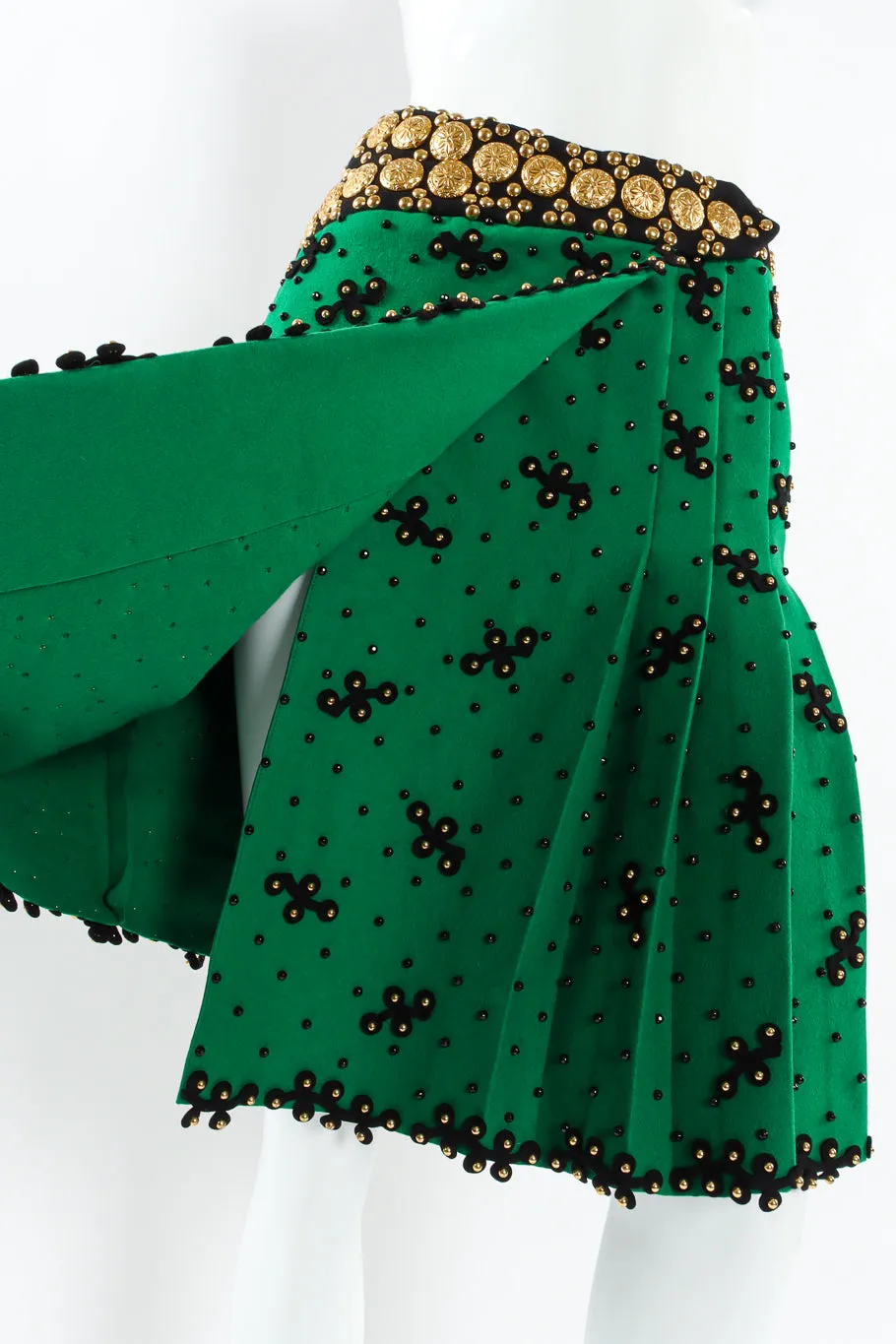 Studded Embellished Wool Skirt
