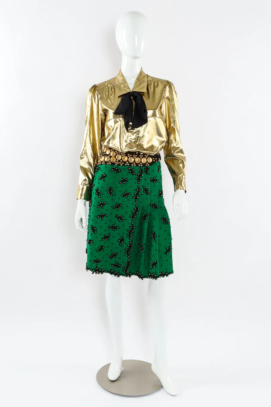 Studded Embellished Wool Skirt
