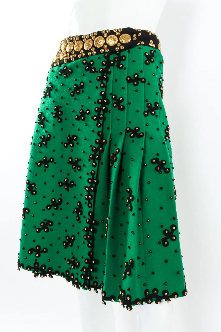 Studded Embellished Wool Skirt