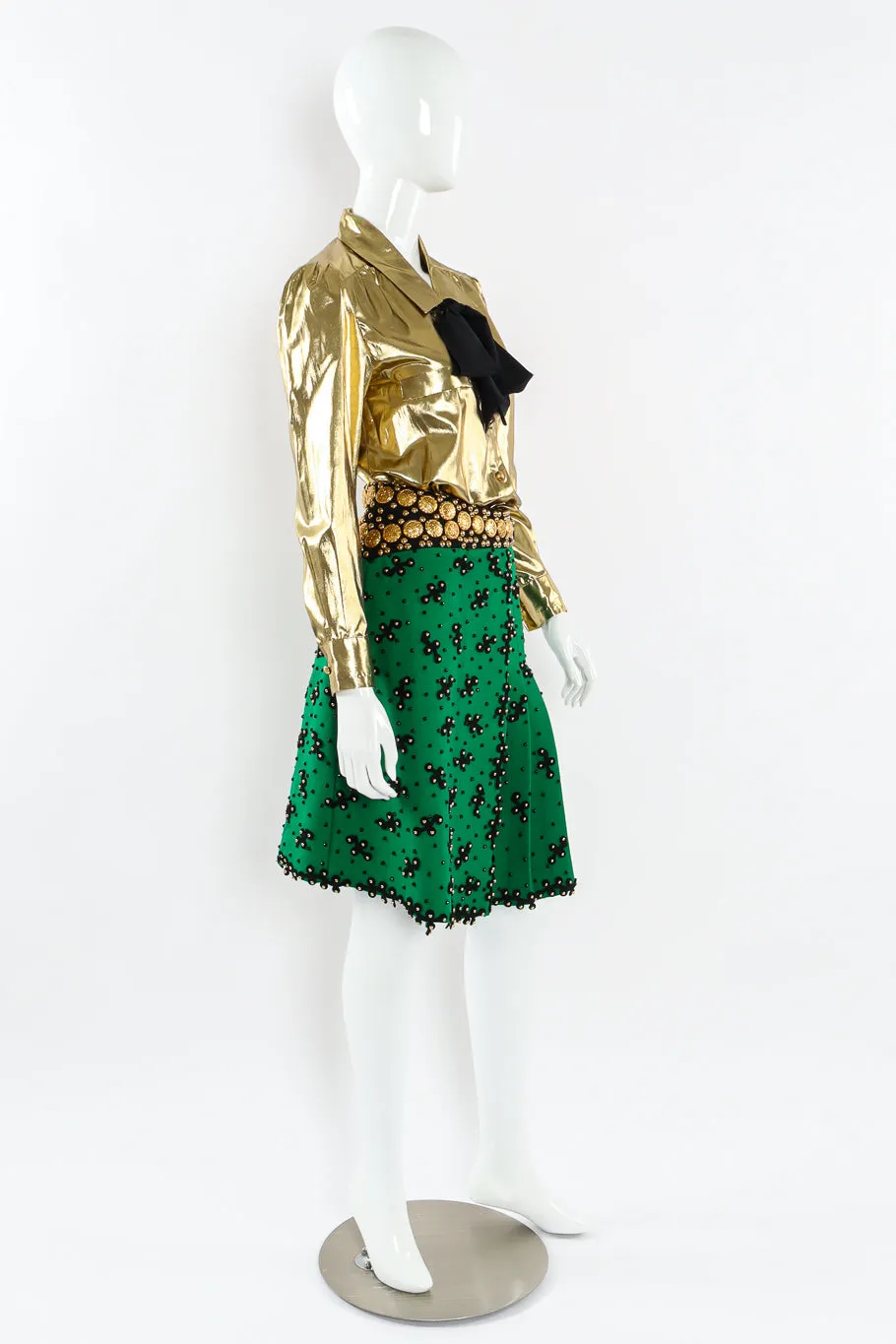 Studded Embellished Wool Skirt