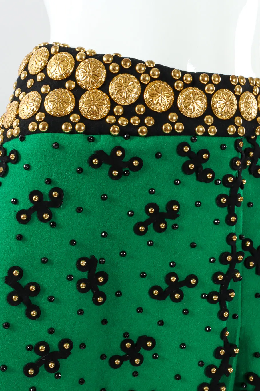 Studded Embellished Wool Skirt