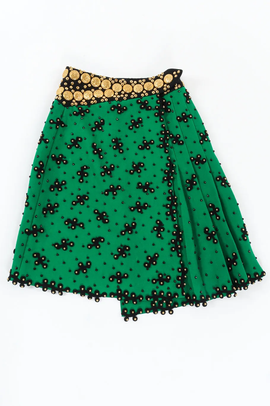 Studded Embellished Wool Skirt