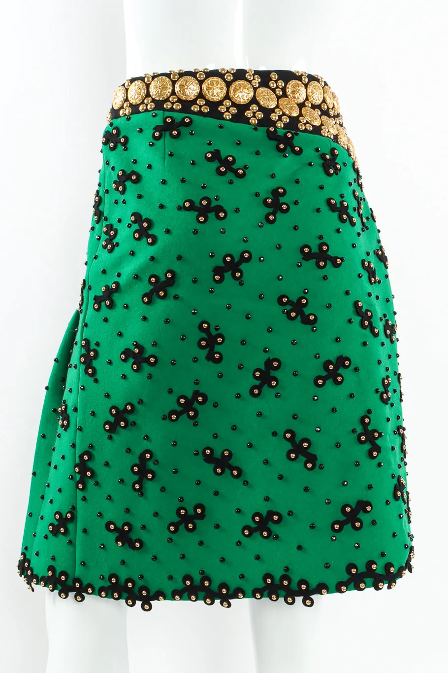 Studded Embellished Wool Skirt