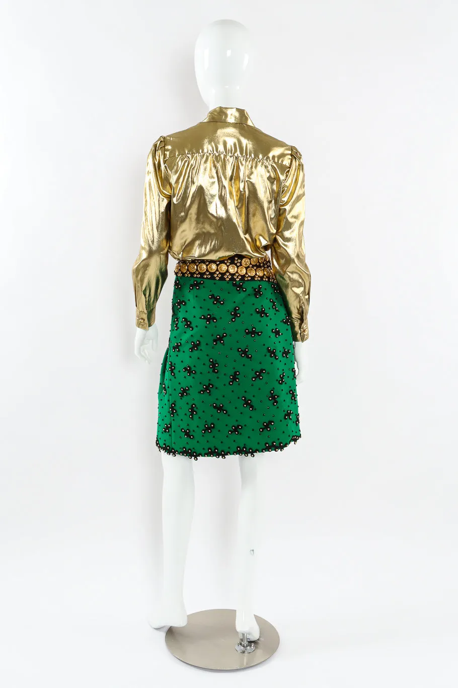 Studded Embellished Wool Skirt