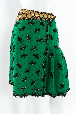 Studded Embellished Wool Skirt