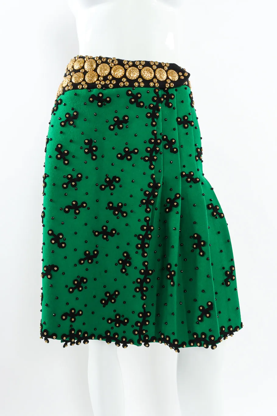 Studded Embellished Wool Skirt