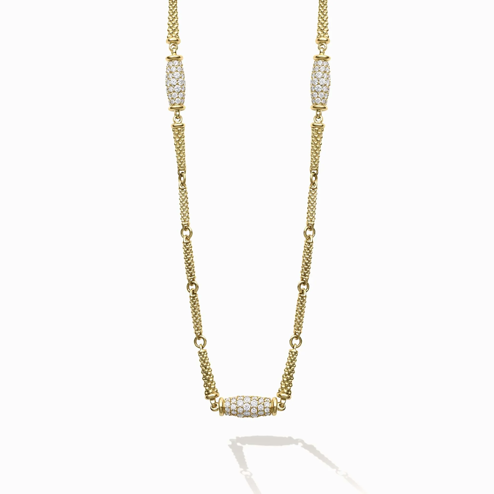 Studio 18K Three Diamond Barrel Necklace