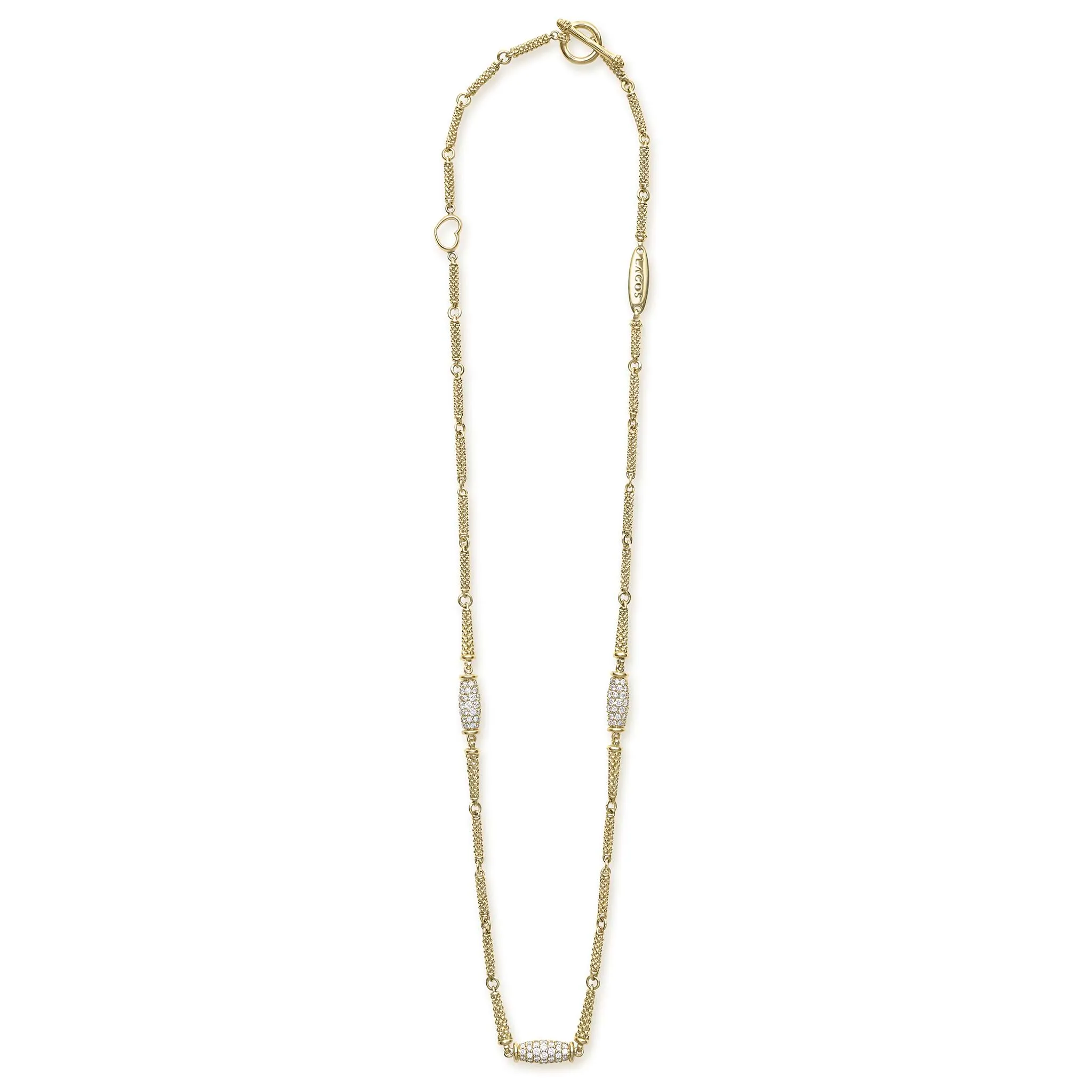 Studio 18K Three Diamond Barrel Necklace