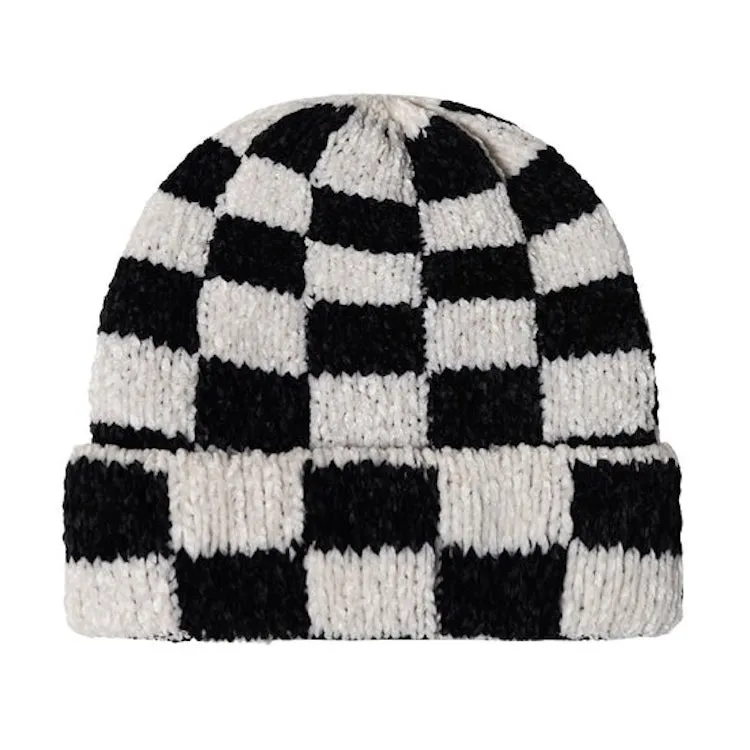 Stussy Crochet Checkered Cuff Beanie Black