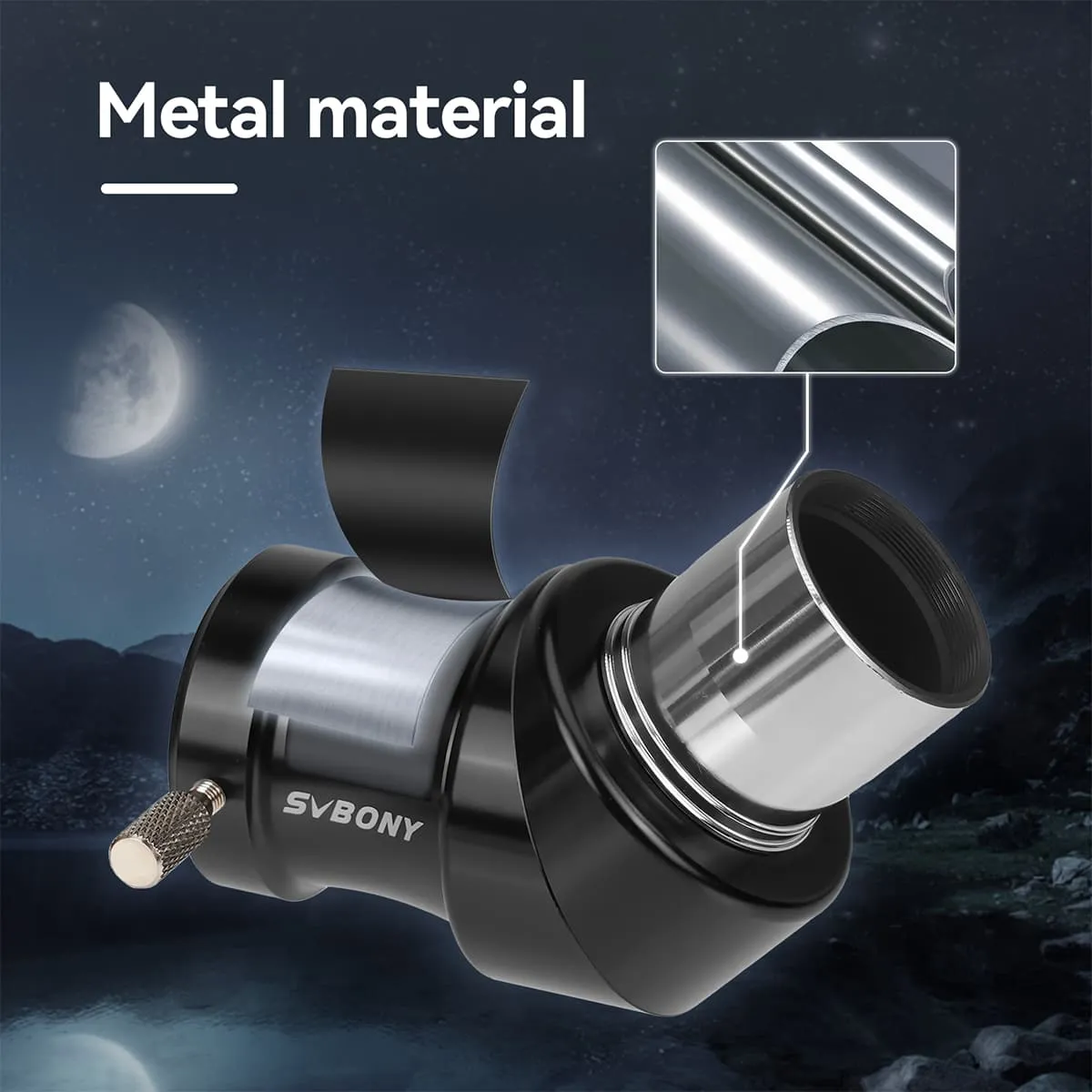 SV222 Correct Image Prism Diagonal 45 Degree 1.25-inch Fully Multi-Coated Metal for Refractor Telescope - W9179A