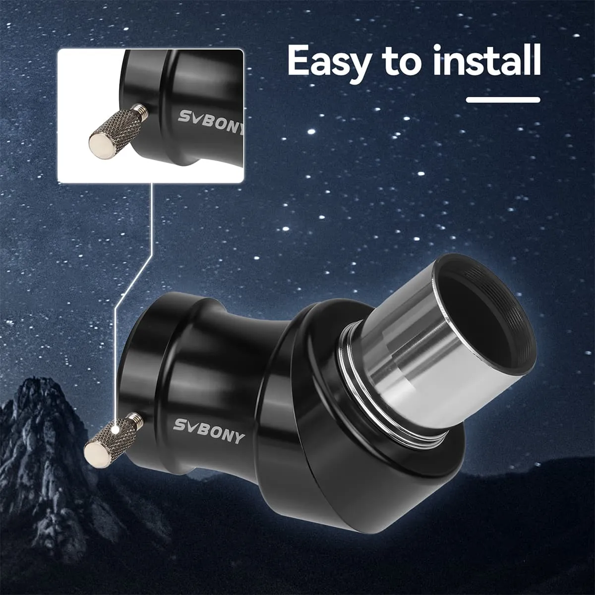 SV222 Correct Image Prism Diagonal 45 Degree 1.25-inch Fully Multi-Coated Metal for Refractor Telescope - W9179A