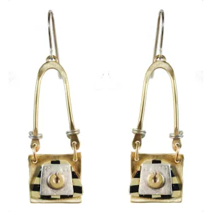 Swinging Tapestry Earrings Sterling and Brass