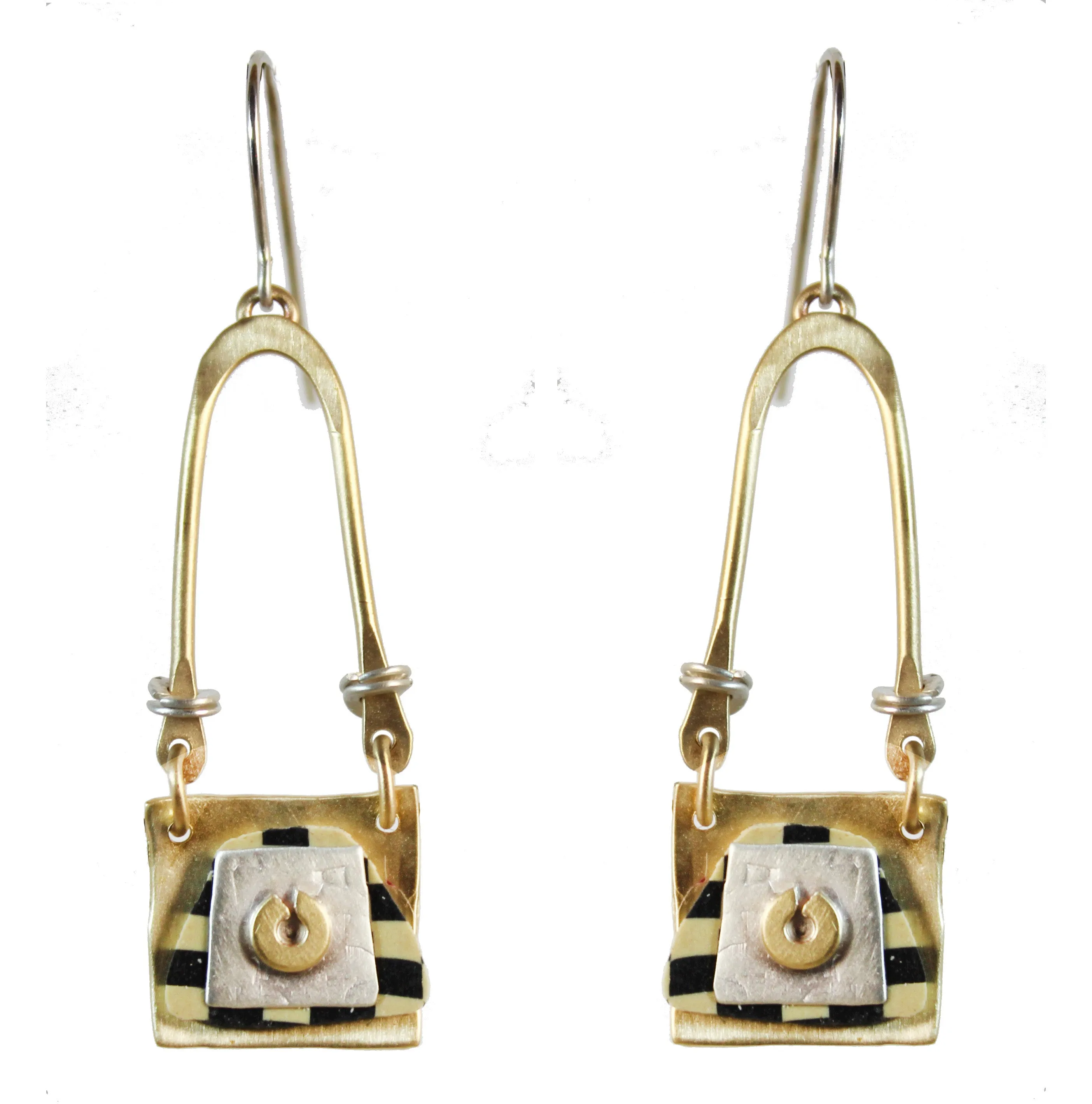 Swinging Tapestry Earrings Sterling and Brass