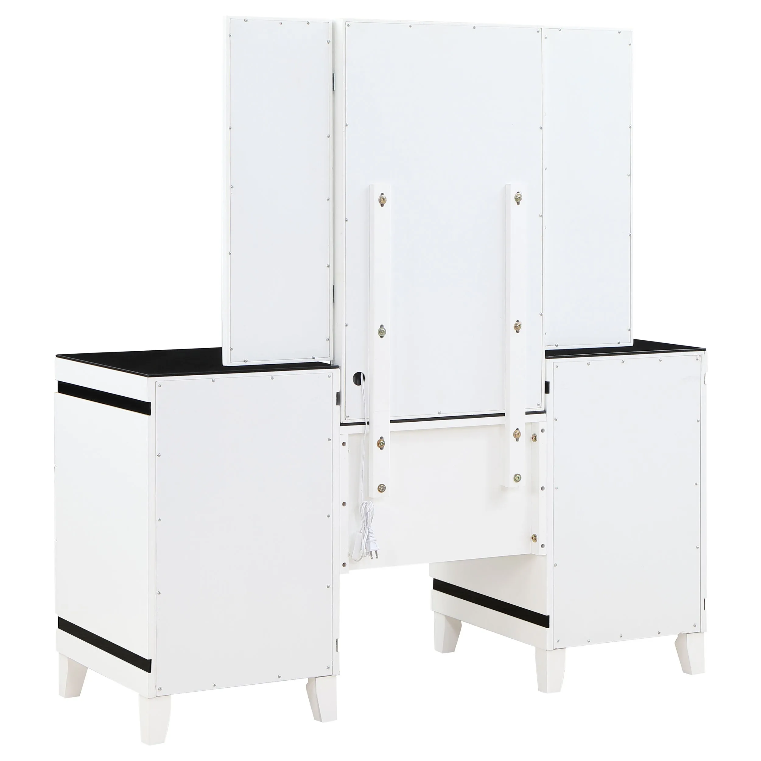 Talei 6-drawer Vanity Set with Lighting Black and White