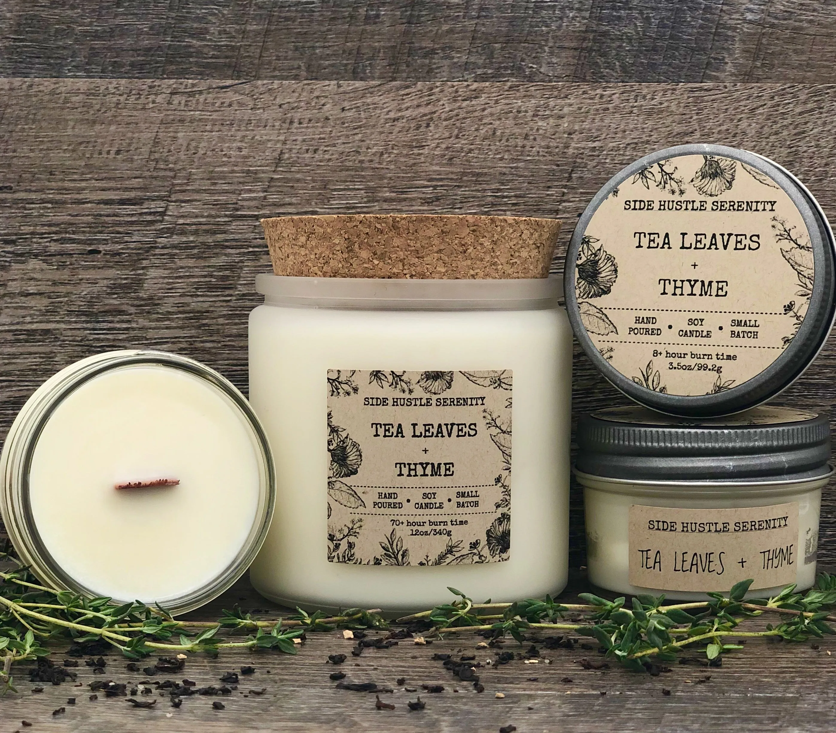 Tea Leaves   Thyme Scented Soy Candle | 12oz