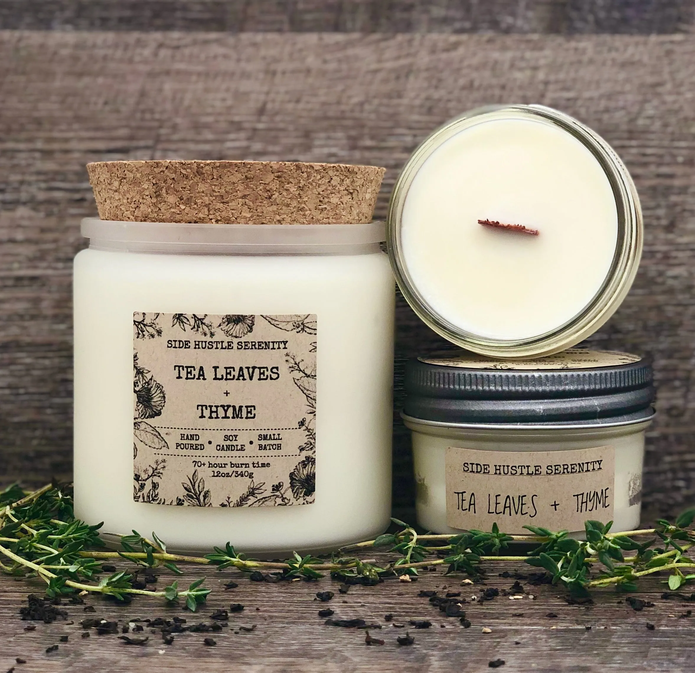 Tea Leaves   Thyme Scented Soy Candle | 12oz
