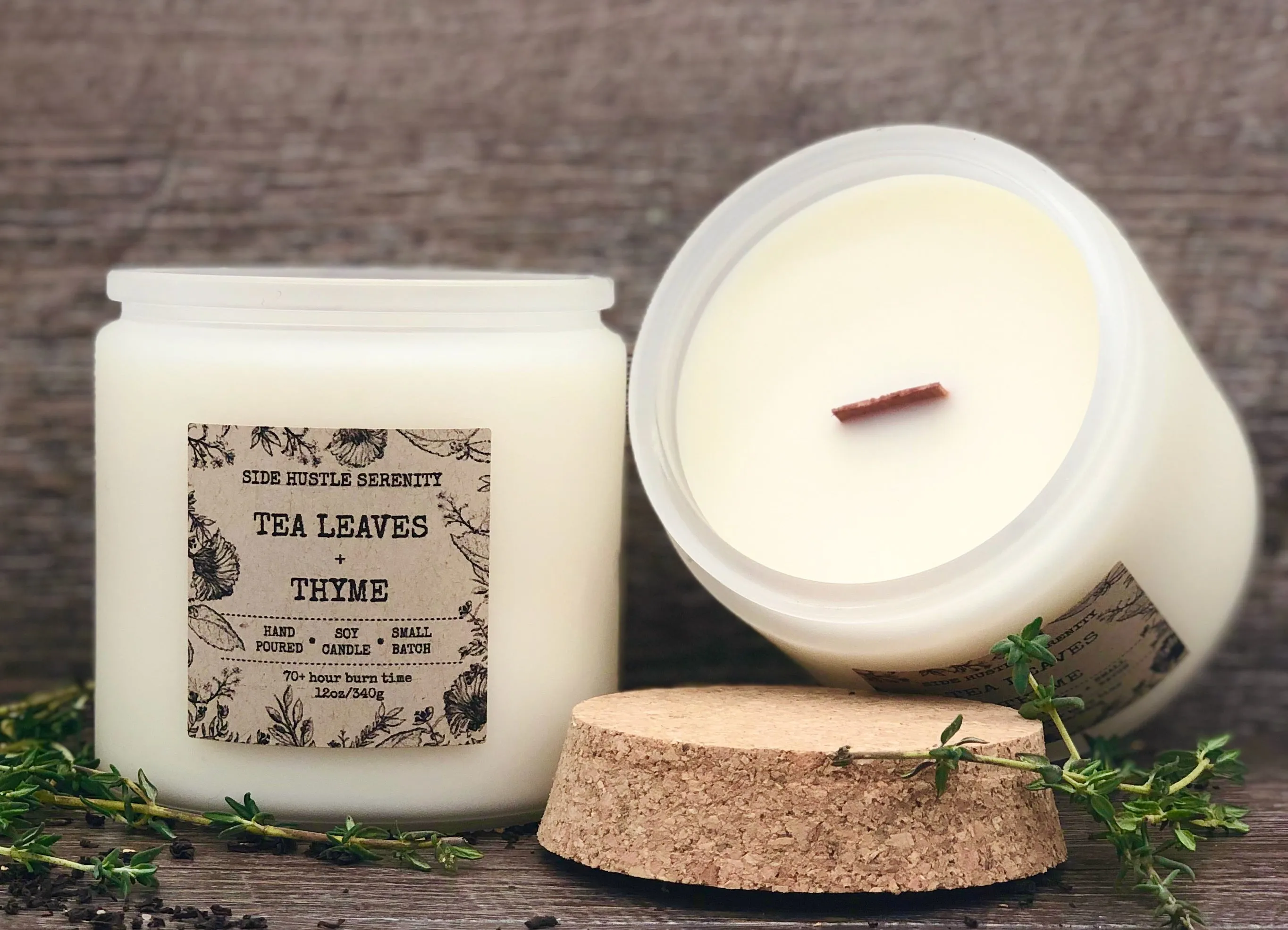 Tea Leaves   Thyme Scented Soy Candle | 12oz