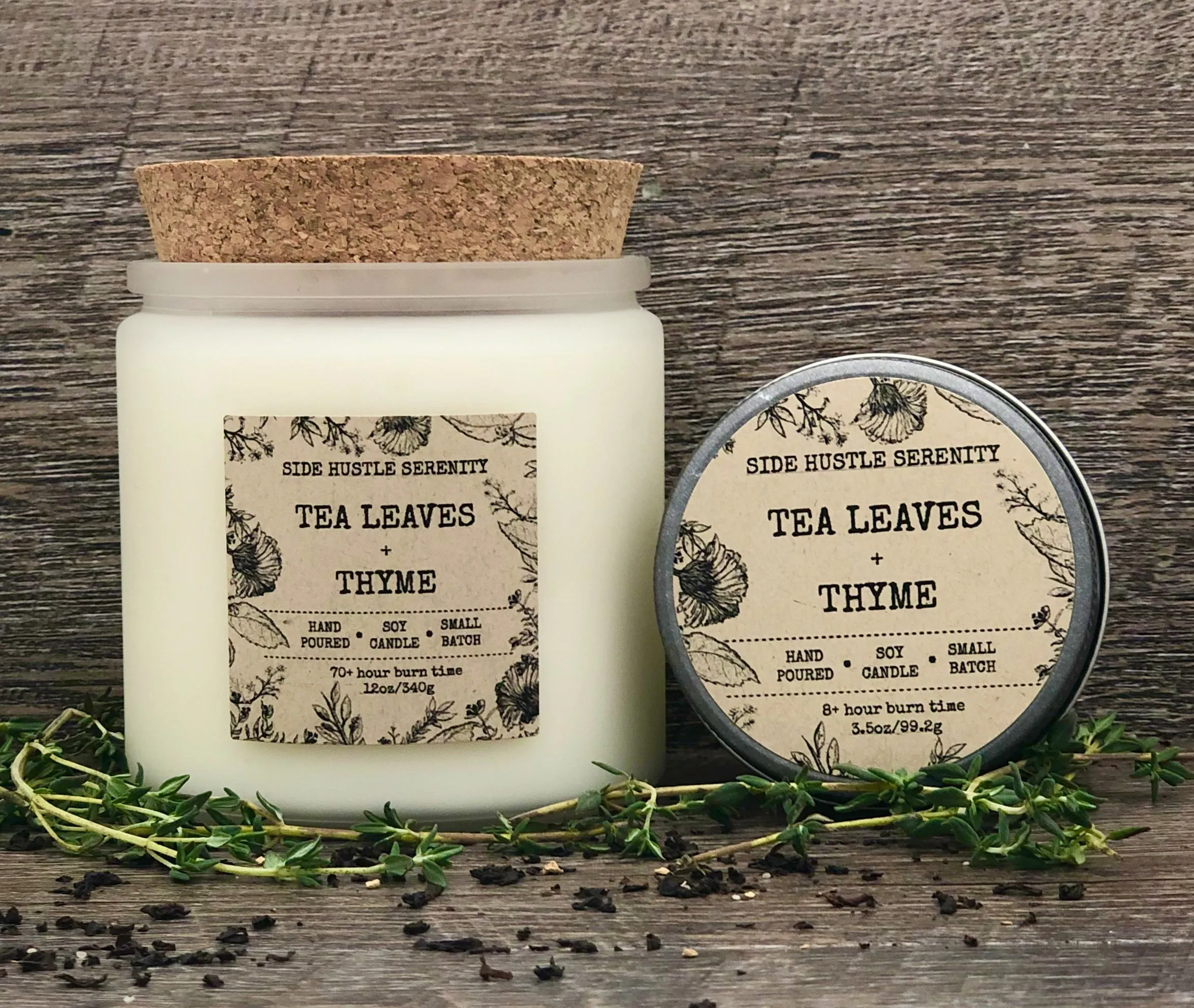 Tea Leaves   Thyme Scented Soy Candle | 12oz