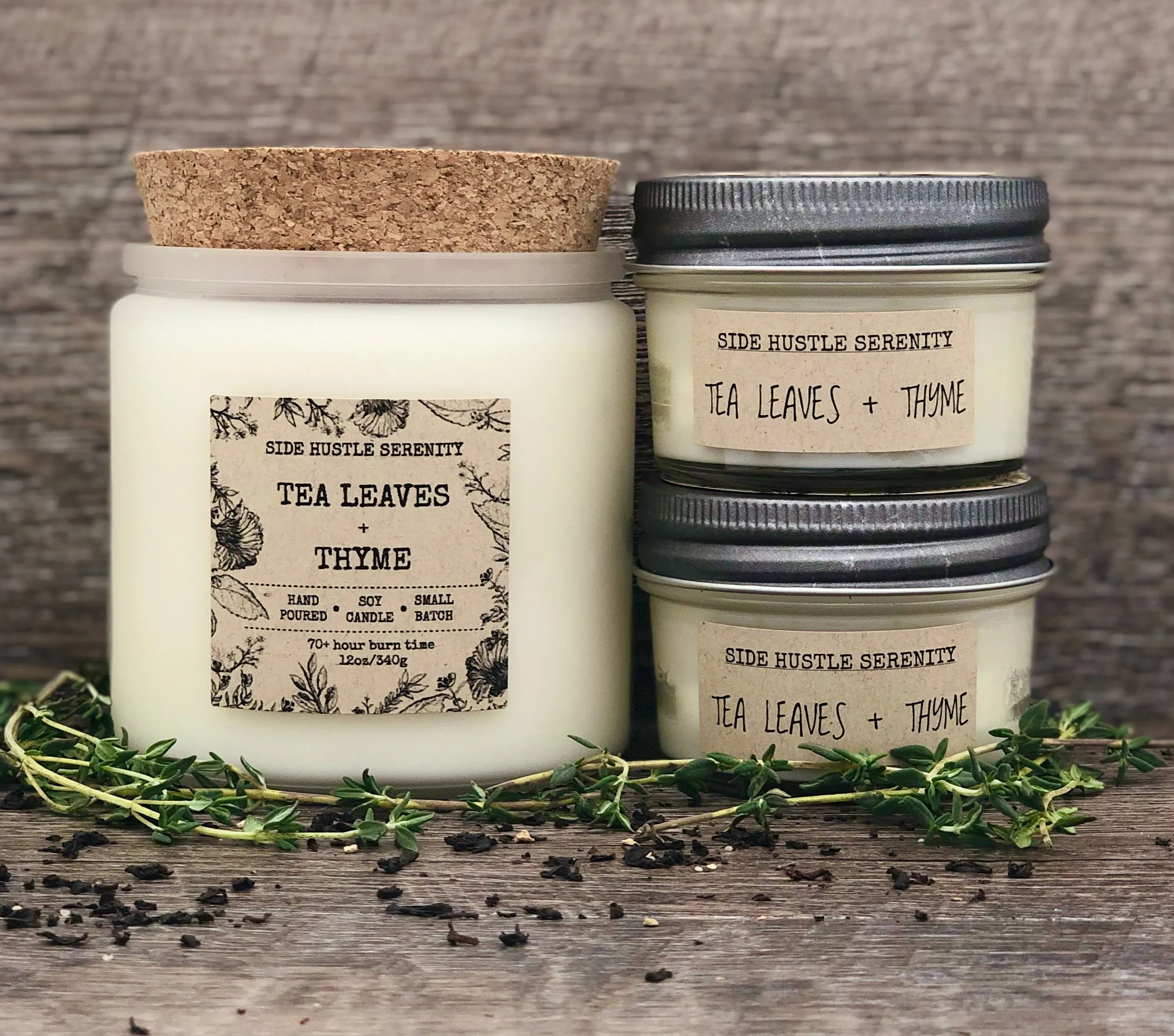 Tea Leaves   Thyme Scented Soy Candle | 12oz