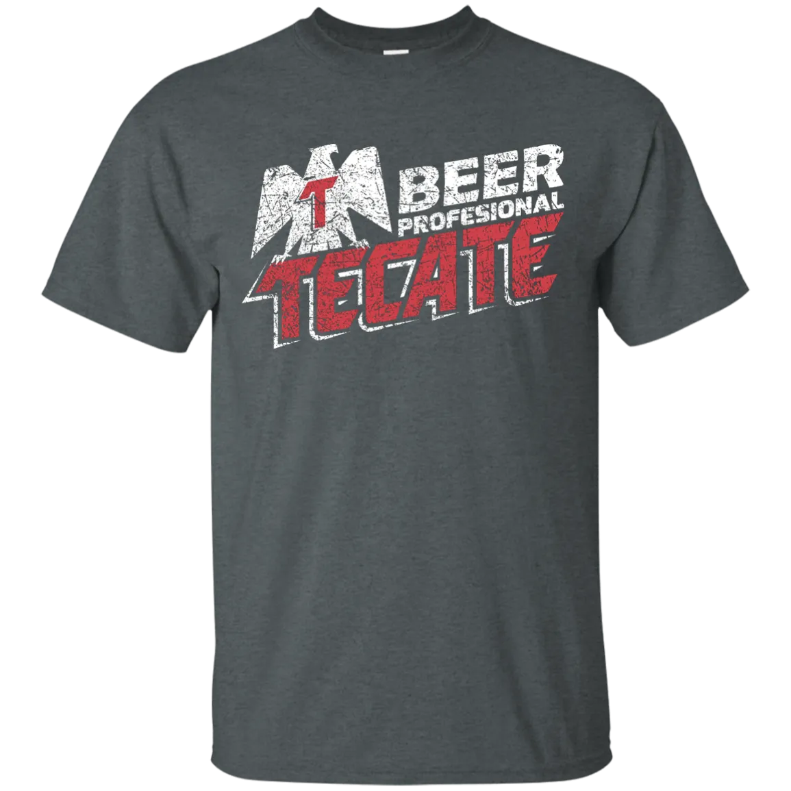Tecate Beer T-Shirt Custom Designed White Red Worn Label Pattern