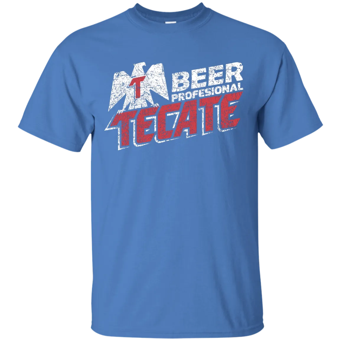 Tecate Beer T-Shirt Custom Designed White Red Worn Label Pattern