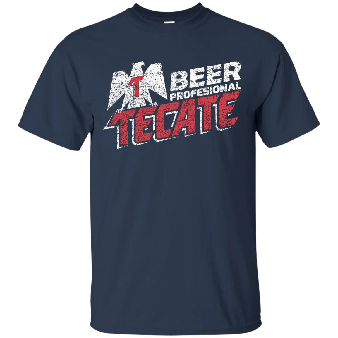 Tecate Beer T-Shirt Custom Designed White Red Worn Label Pattern