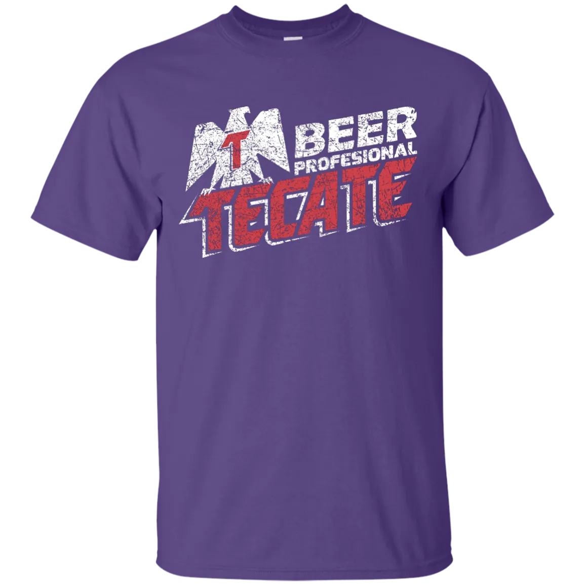 Tecate Beer T-Shirt Custom Designed White Red Worn Label Pattern