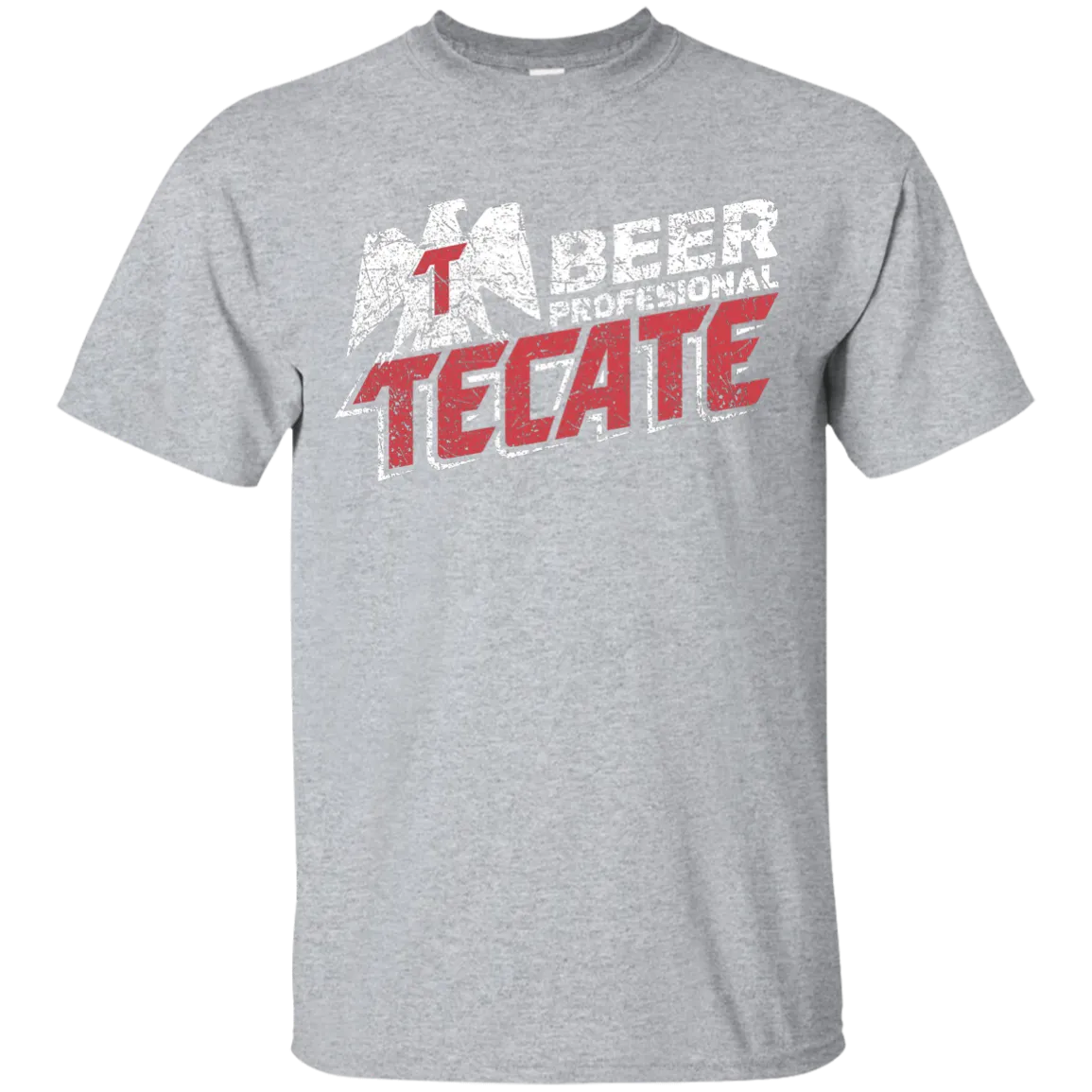 Tecate Beer T-Shirt Custom Designed White Red Worn Label Pattern