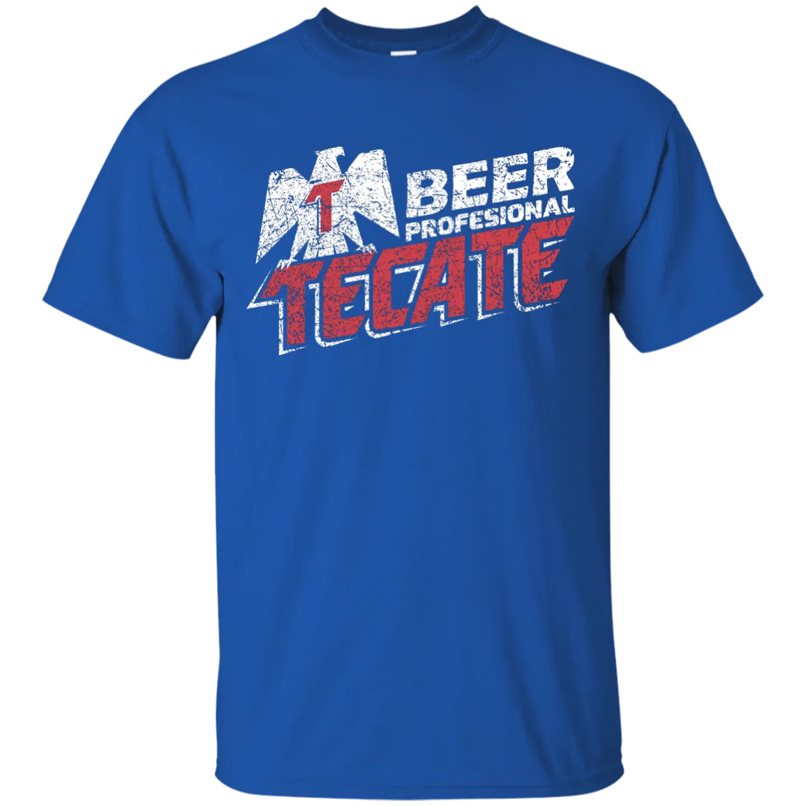 Tecate Beer T-Shirt Custom Designed White Red Worn Label Pattern
