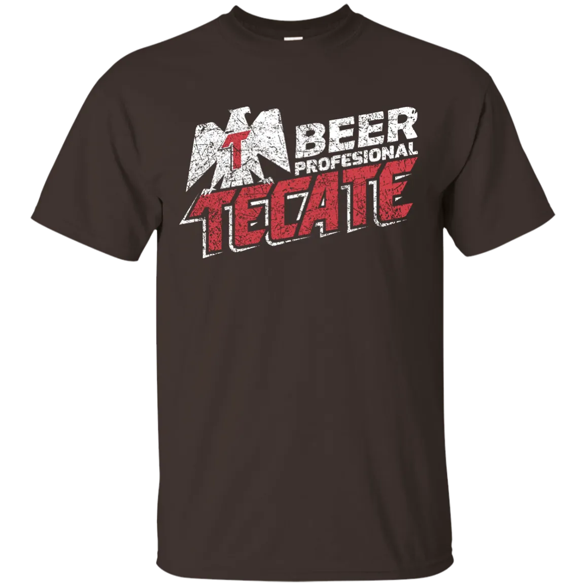 Tecate Beer T-Shirt Custom Designed White Red Worn Label Pattern