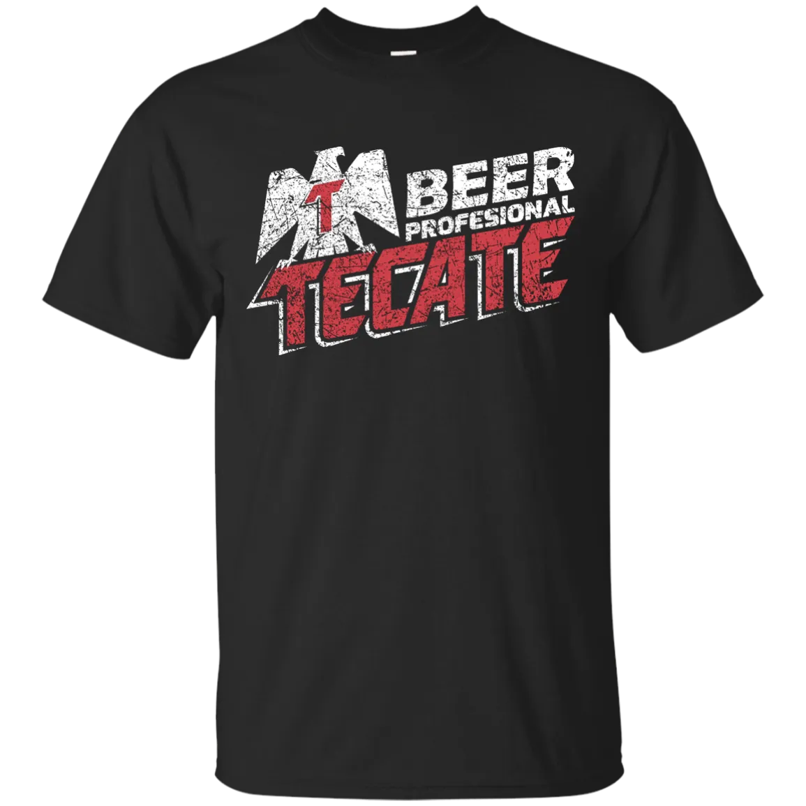 Tecate Beer T-Shirt Custom Designed White Red Worn Label Pattern