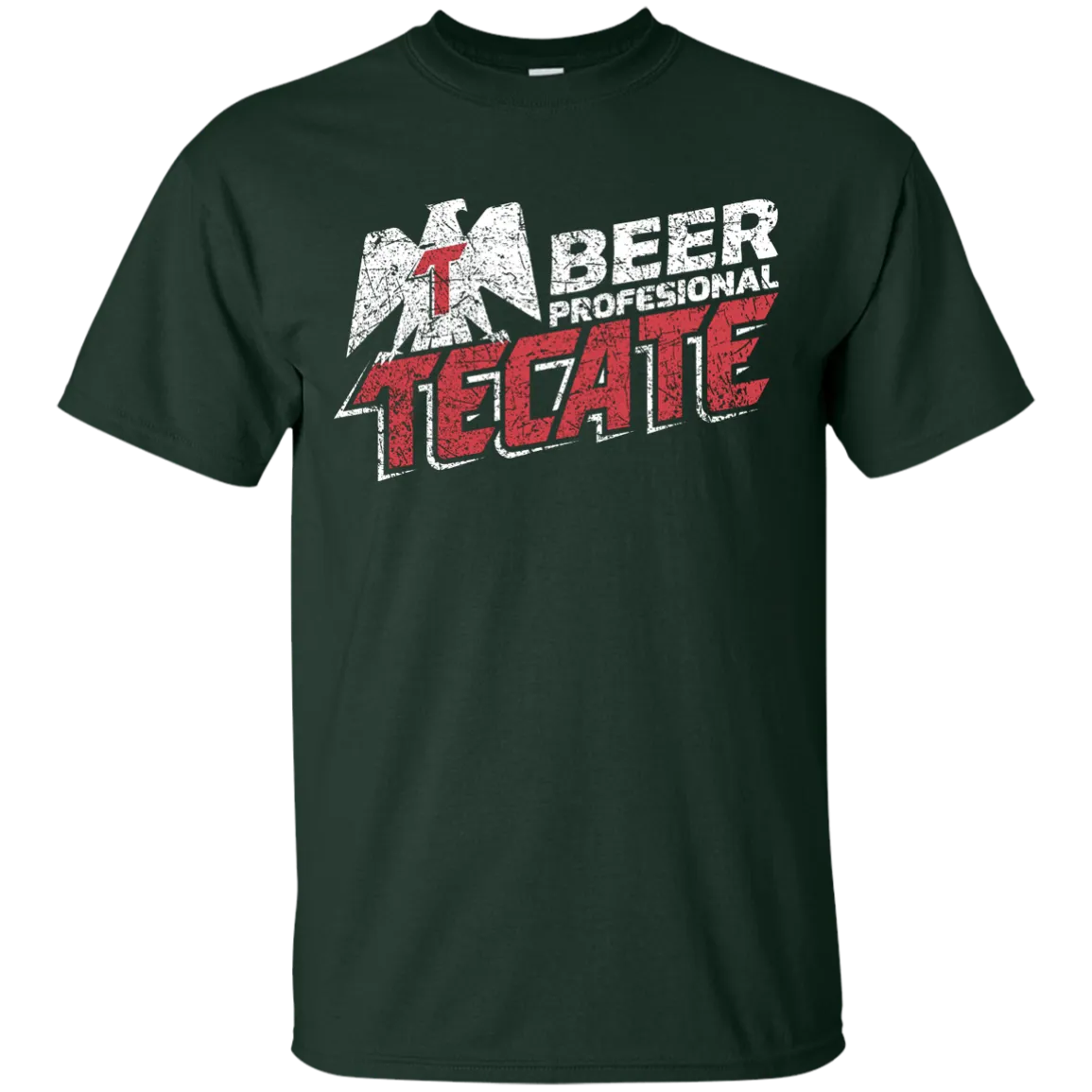 Tecate Beer T-Shirt Custom Designed White Red Worn Label Pattern
