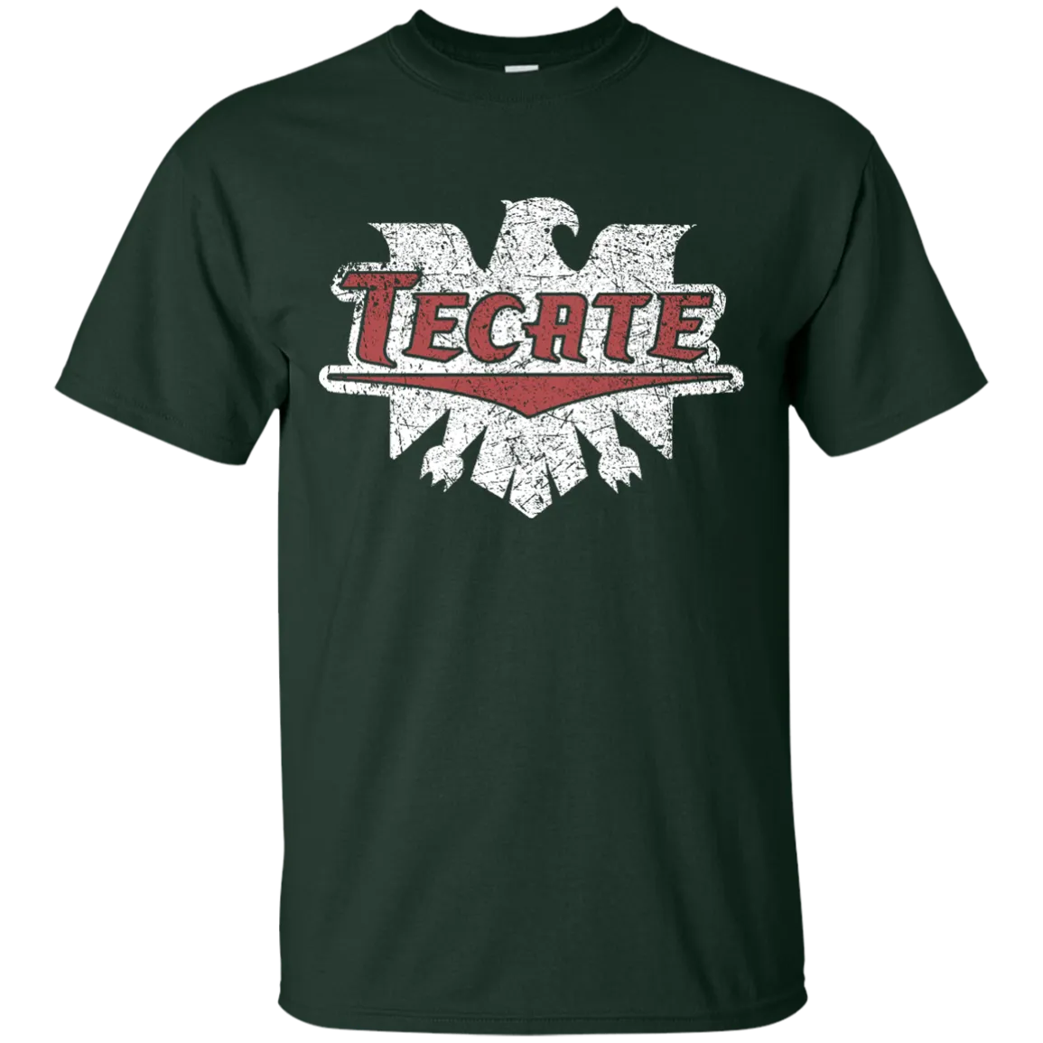 Tecate Beer T-Shirt Custom White Red Worn Label Pattern