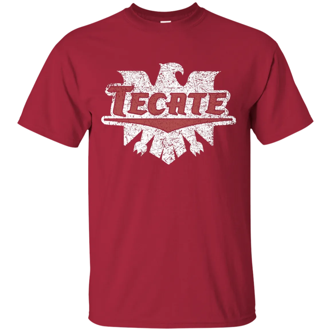 Tecate Beer T-Shirt Custom White Red Worn Label Pattern