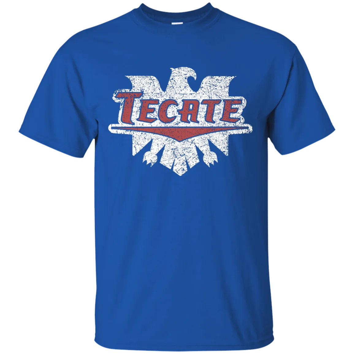 Tecate Beer T-Shirt Custom White Red Worn Label Pattern
