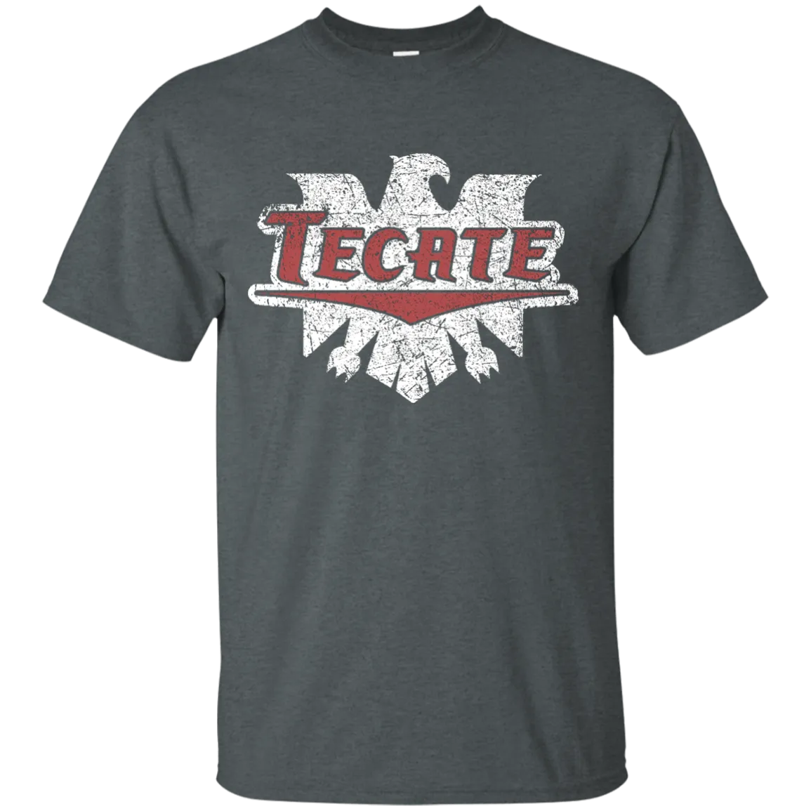 Tecate Beer T-Shirt Custom White Red Worn Label Pattern