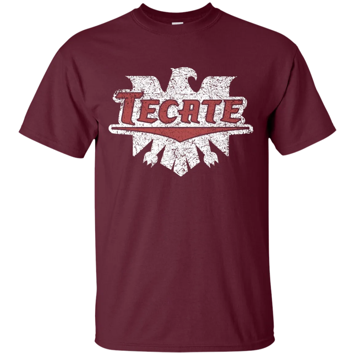 Tecate Beer T-Shirt Custom White Red Worn Label Pattern